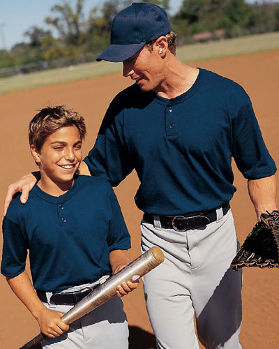 316KWMK Performance Two Button Placket Baseball Jersey by Russell Athletics