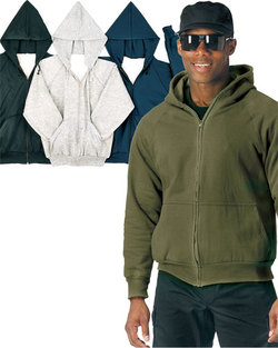 3217 - Thermal Lined Military Style Zipper Hooded Sweatshirt